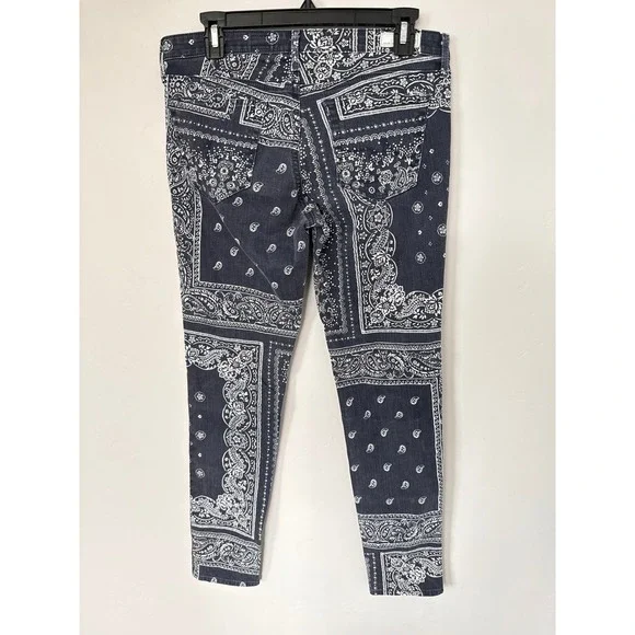AG Adriano Goldschmied The Legging Ankle Skinny Jean Paisley Print Blue Size 30R - Picture 4 of 10